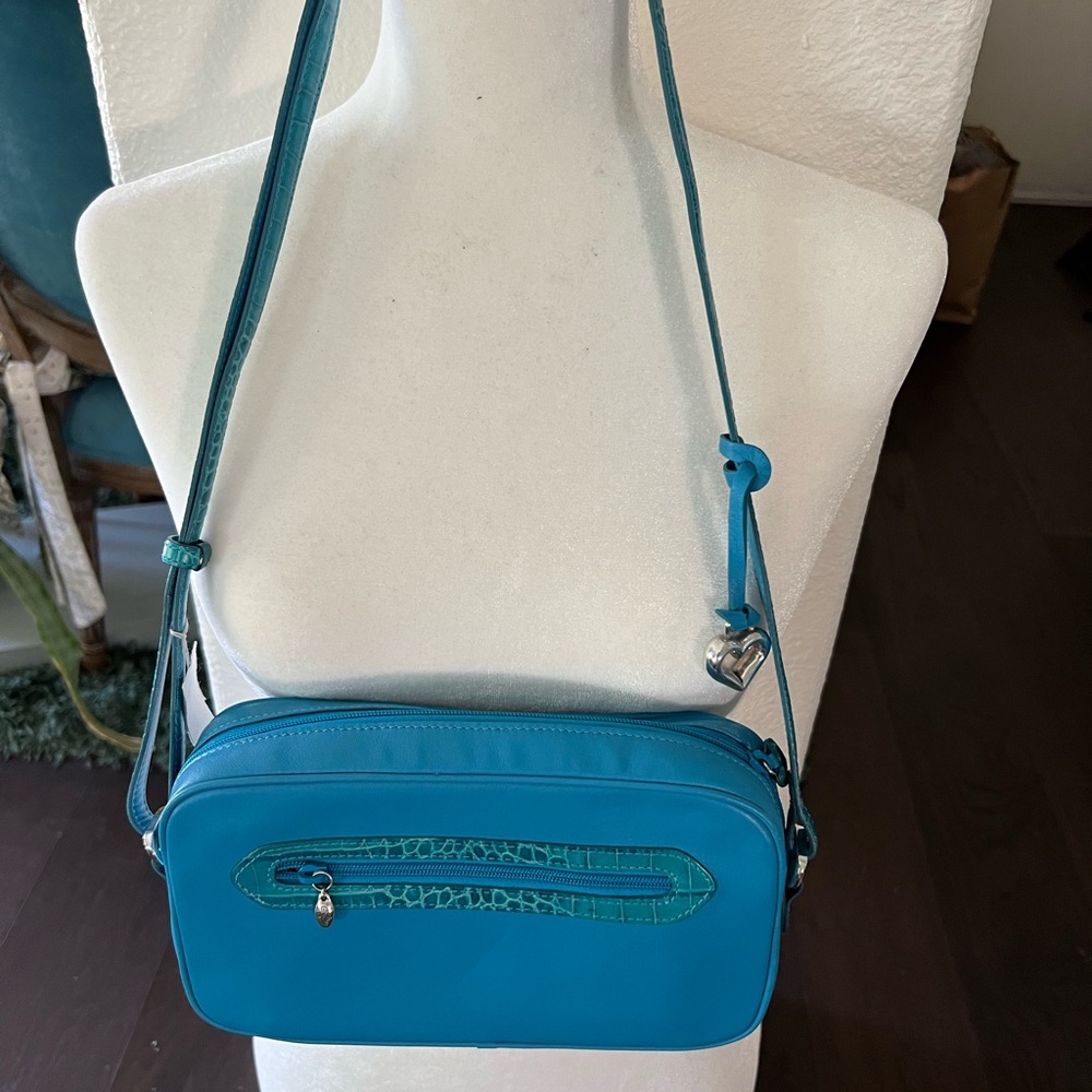 Brighton Teal Crossbody Bag with Heart Buckle Accents - Picture 8 of 14